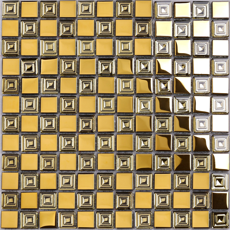 HDT10 Midle East Style Golden Metal Гальванические стеклянные квадратные мозаичные плитки