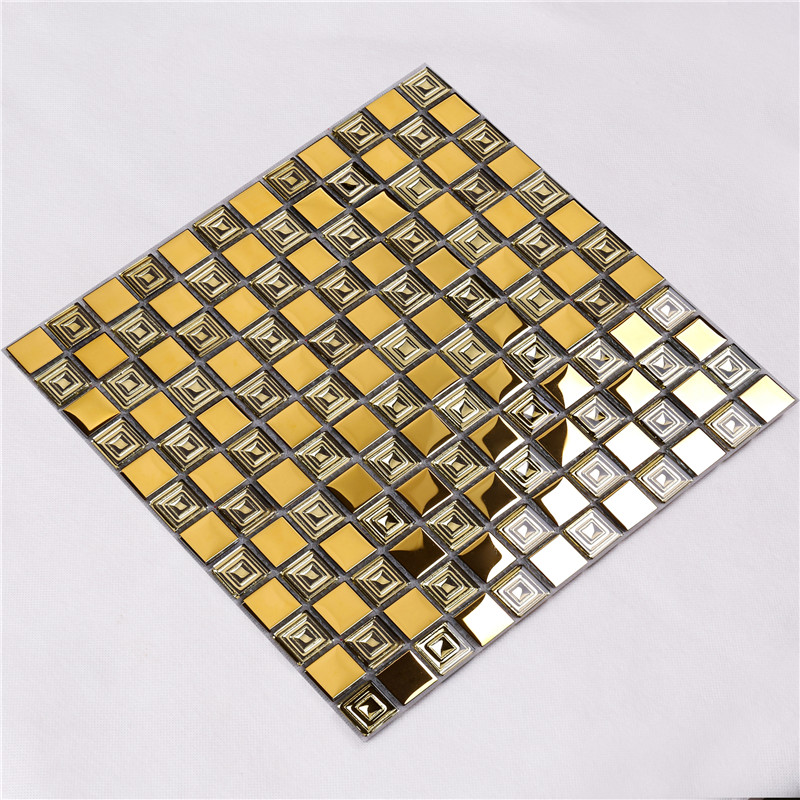 HDT10 Midle East Style Golden Metal Гальванические стеклянные квадратные мозаичные плитки