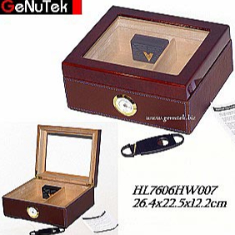 Wood 50 Count Cigar Humidor со стеклянной крышкой