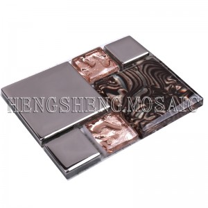 Высококачественная гальваническая мозаика из стекла со смесью янтаря для декора