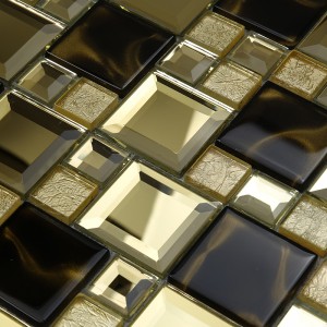 Строительный материал Декор для стен Блестящая позолоченная зеркальная мозаичная стеклянная плитка