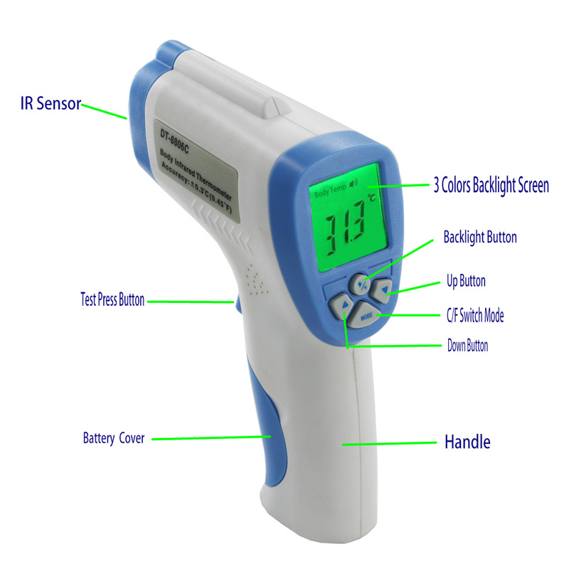 Инфракрасный термометр может измерять от 32 ° С до 43 ° С для детей и взрослых