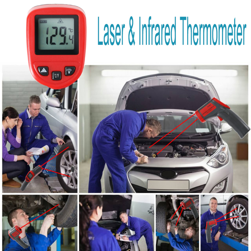 Промышленный инфракрасный термометр Расстояние до точки 12: 1 Контактная цифровая температура Лазерный пистолет
