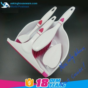 Акбранд с отделкой в ​​форме сердца Щетка для мусора Щетка для веника Ракель для мытья посуды Щетка для чистки 4в1 Набор инструмен...