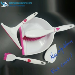 Акбранд с отделкой в ​​форме сердца Щетка для мусора Щетка для веника Ракель для мытья посуды Щетка для чистки 4в1 Набор инструмен...