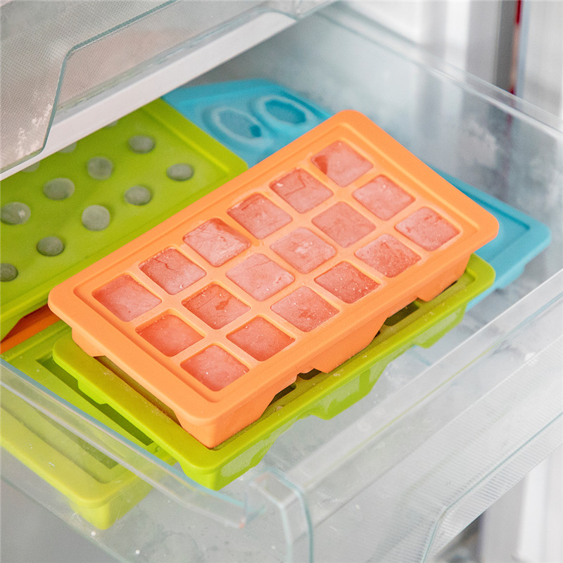 Stackable прессформа кубика льда кремния подноса хранения замораживателя еды 18 полостей с крышкой