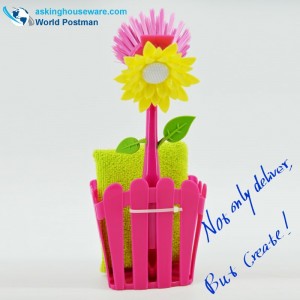 Кухонная щетка для чистки и хранения Akbrand с присосками и губкой