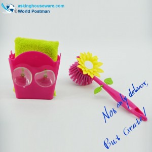 Кухонная щетка для чистки и хранения Akbrand с присосками и губкой