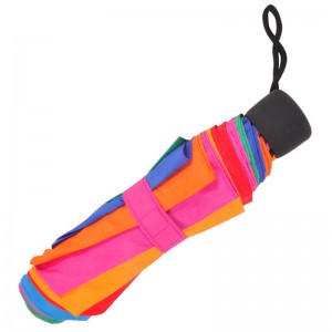 Цвет радуги 21 дюймов * 8k 190T ткань pongee 3 раза Зонт с пластиковой ручкой