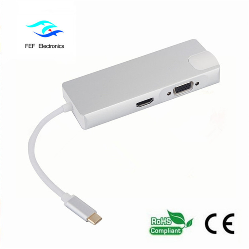 Тип USB c / HDMI Женский + VGA Женский + 2 * USB3.0 Женский + SD + TF + PD Металлический корпус