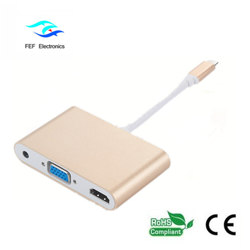 мини-дисплей порт / USB 3.1 тип c для HDMI + VGA женский + аудио код: FEF-DPIC-016