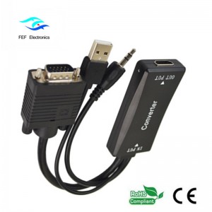 Разъем VGA для HDMI, женский + Аудио + USB блок питания Код: FEF-HIC-011