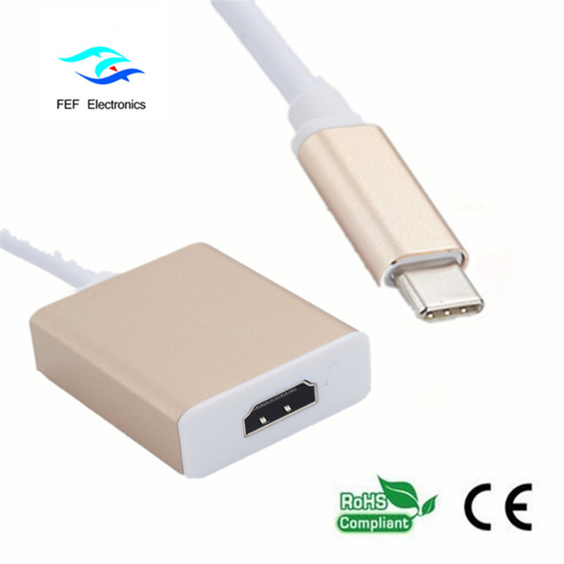 USB тип c для HDMI женский конвертер металлический корпус код: FEF-USBIC-006