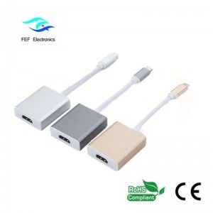 USB тип c для HDMI женский конвертер металлический корпус код: FEF-USBIC-006