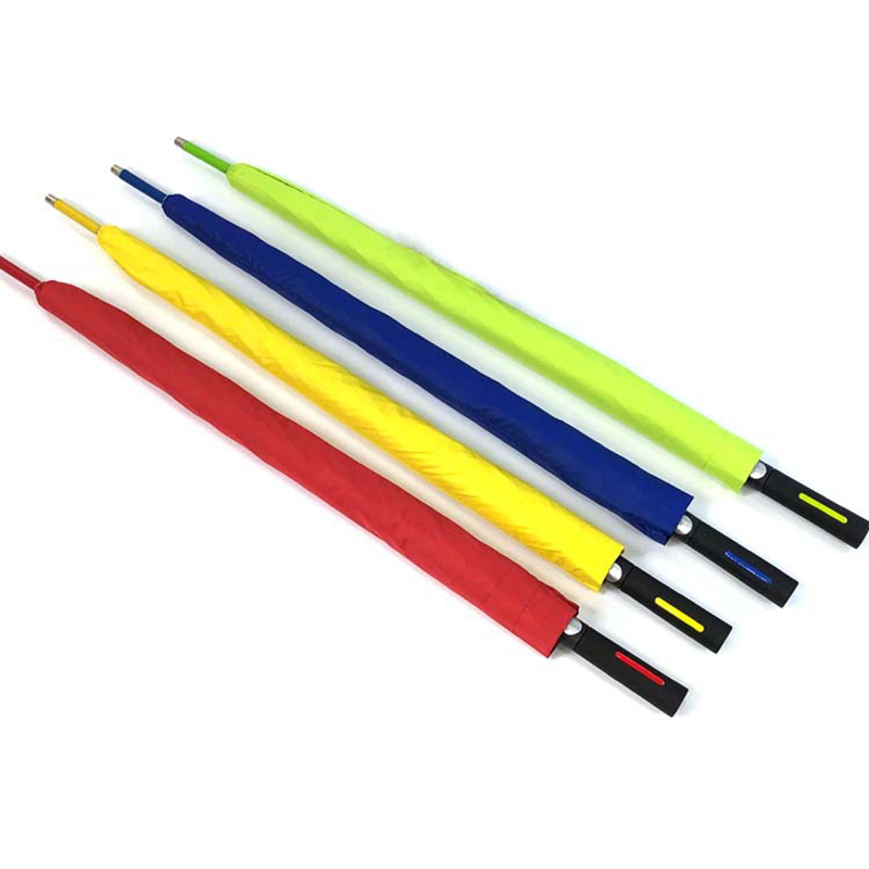 Пользовательские красочные рамки из стекловолокна с длинной ручкой прямой ветрозащитный зонт для гольфа