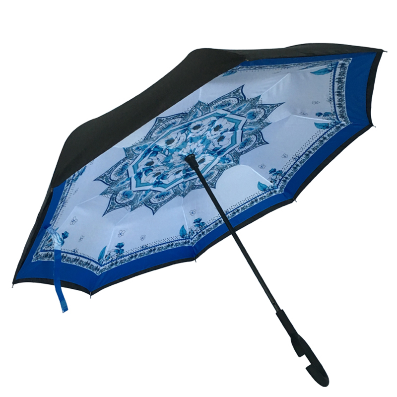 2019 Маркетинговые подарки Авто открыть манул закрыть на заказ печать специальный дождь обратный ветрозащитный перевернутый зонтик