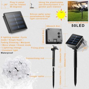 солнечная лампа строка 50 светодиод пузырь пузырь хрустальный шар 7 м / 23 фут 8 режим рождественская сказка огни подходит для наруж...