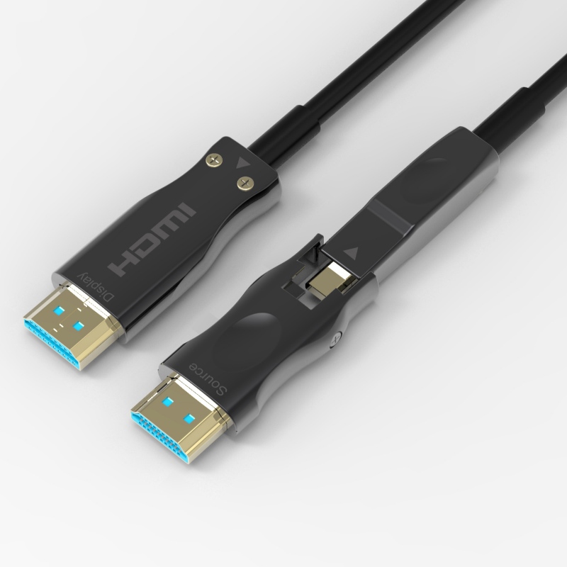 Съемный оптоволоконный кабель HDMI Поддержка 4K 60 Гц, 18 Гбит / с, с двумя разъемами Micro HDMI и стандартными HDMI