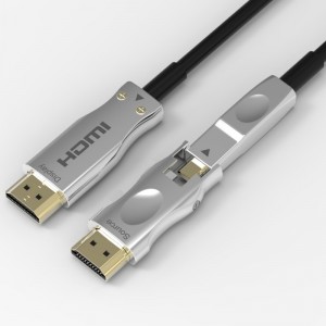 Съемный оптоволоконный кабель HDMI Поддержка 4K 60 Гц, 18 Гбит / с, с двумя разъемами Micro HDMI и стандартными HDMI