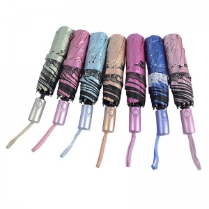 Красочное черное покрытие УФ-защиты зонтик 3 складной зонтик от дождя и солнца