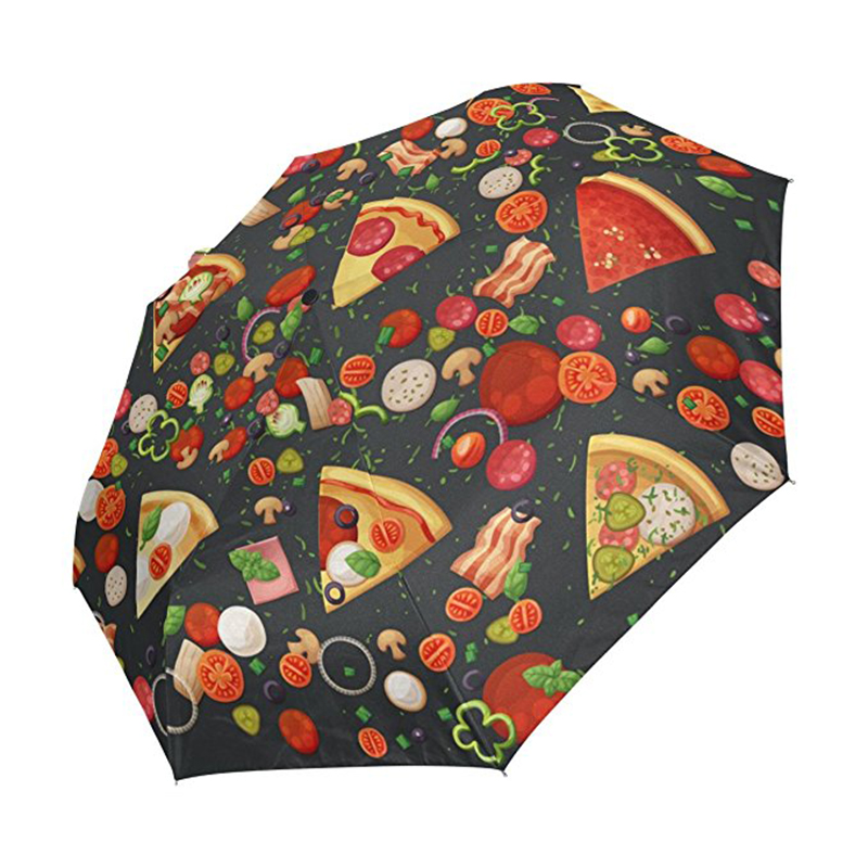 Пицца смешная печать Рекламные подарки пункт логотипа печати 3 раза автоматическое открытие и автоматическое закрытие зонтик