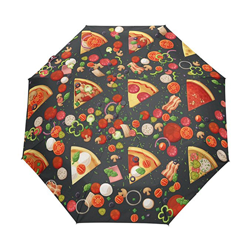 Пицца смешная печать Рекламные подарки пункт логотипа печати 3 раза автоматическое открытие и автоматическое закрытие зонтик