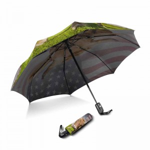 Портативный маркетинг ветрозащитная печать на заказ 2 секции ребра из стекловолокна, автоматическое открытие и закрытие 3 раза з...