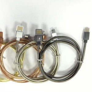 Dual Face USB 2.0 Металлический трубчатый кабель для зарядки Круглый алюминиевый корпус Micro-USB 2.0 Data Cable