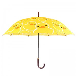 23 дюймов ткань pongee авто открыть желтая утка мультфильм шаблон прямой зонт