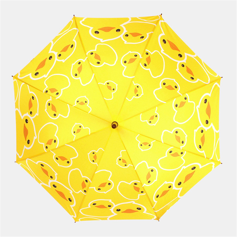 23 дюймов ткань pongee авто открыть желтая утка мультфильм шаблон прямой зонт