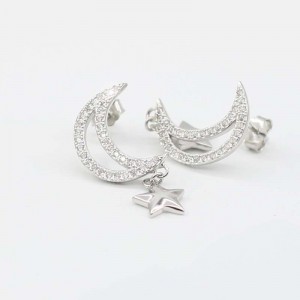 S925 Автомобиль Цветок Тремелла Орнамент Звезда Луна Врезанные Серьги Циркон Мода