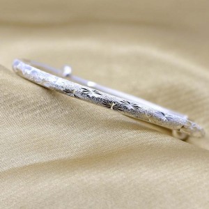 999 Серебряный Браслет Full Star Женский Стиль Простой Круглый Трубка Шлифованный Ручной Браслет