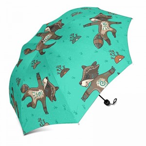 Китай производитель легкая пластиковая ручка авто открыть пользовательский мультфильм напечатан 3 складной зонтик