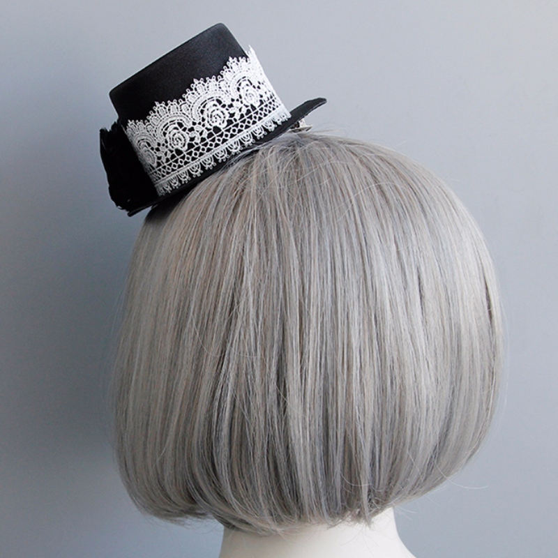 Готическая белая кружевная черная роза топ мини шляпа заколка для волос аксессуар для волос J18811