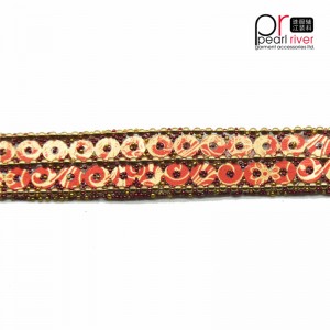 Новая отделка бисером с двойными оранжевыми блестками