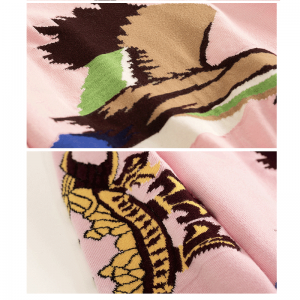 OEM \u0026 ODM Логотип Жаккард Интарсия Дикий Гусь Мода Дизайн Вязать Свитер Пуловер Женщин