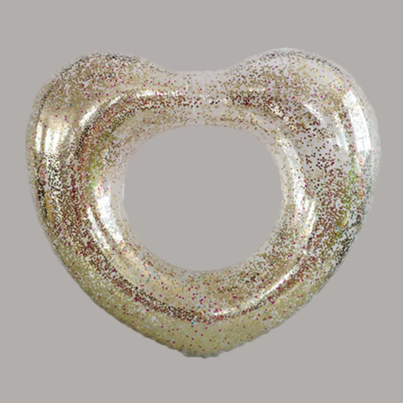 Надувное прозрачное кольцо в форме сердца для детей с блестками