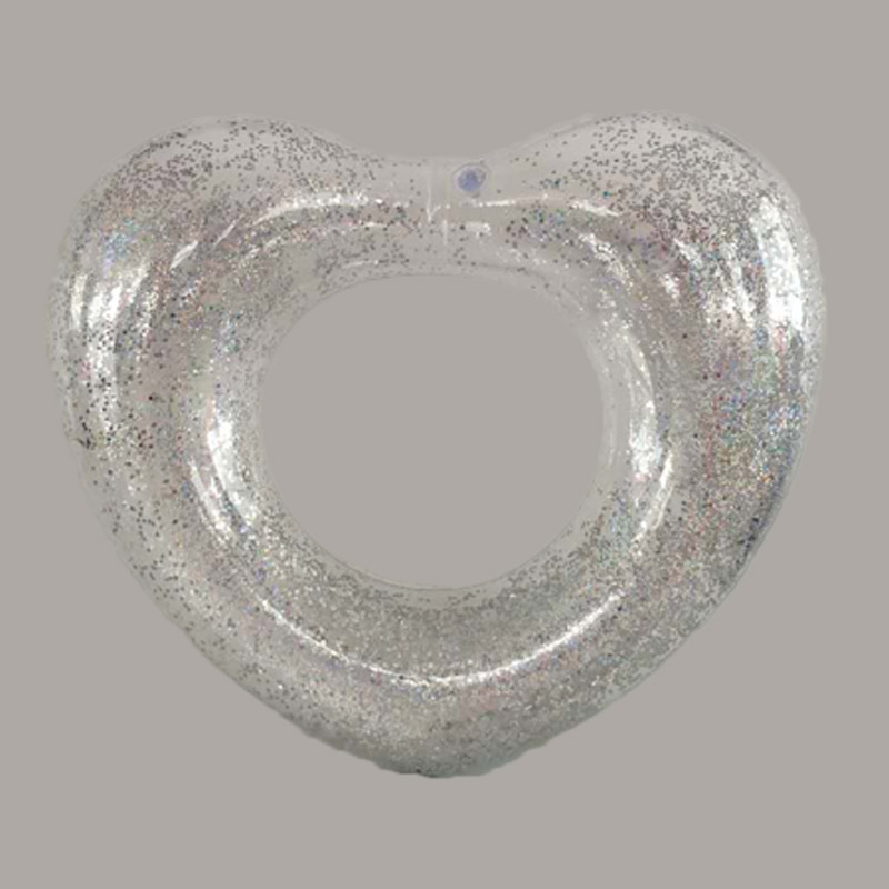 Надувное прозрачное кольцо в форме сердца для детей с блестками