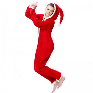 Женский коралловый флис с капюшоном Рождественский костюм Onesie