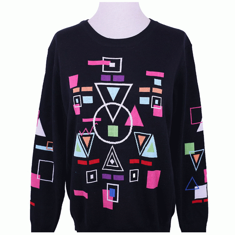 Многоцветный геометрический жаккардовый женский модный свитер 2018
