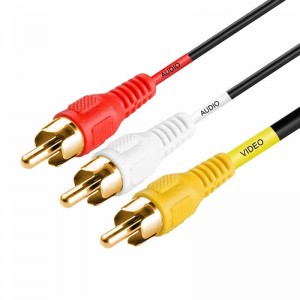 3-контактный разъем RCA для 3-контактного разъема RCA Композитное видео / аудио / AV-кабель, позолоченный