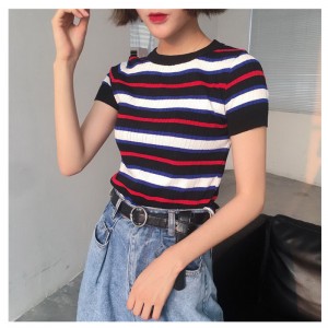 Летний тонкий пуловер с короткими рукавами