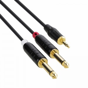 3,5 мм 1/8 \"TRS до 2 x 6,35 мм 1/4\" TS Mono Y Кабельный разветвитель для iPhone, iPod, ноутбука, CD-плееров, усилителя мощности, микшера, домашних стере...