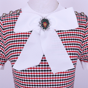 Лето Fit Big Butterfly Knot Полосатые Пледы Женщины Bodycon Свитер Платье