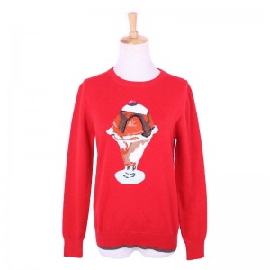 Нестандартная конструкция Icecream Jacquard 100% хлопок женский пуловер свитер