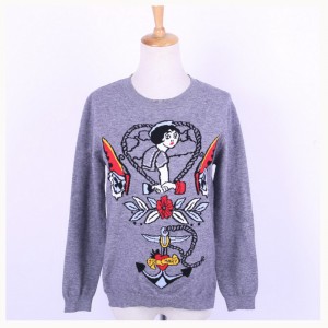 Жаккардовая вязаная кофта свитера парчи весны 2018 года