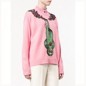 Дамы забавные аппликации из бисера с обезьяной, украшенные свитера с круглым вырезом