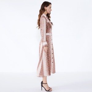 Дышащий змеиный принт Цвет Розовая женская офисная одежда Причинные платья JCGJ190315075