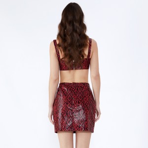 С леопардовым принтом короткая сексуальная повязка женская одежда из двух частей набор