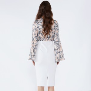 Белое платье-футляр с цветочным принтом Формальное облегающее платье 2019 Женская одежда